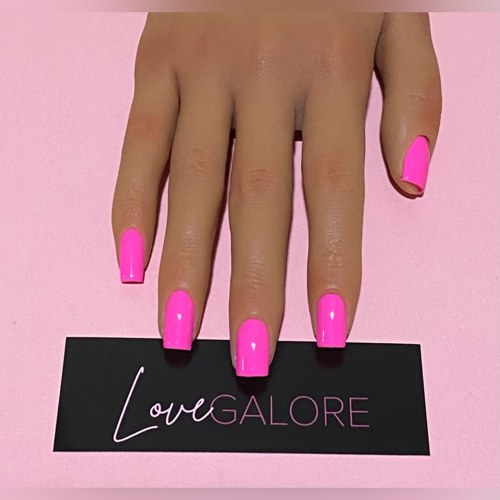 Hand Crafted Pink Short Square Love Galore Press On Nails